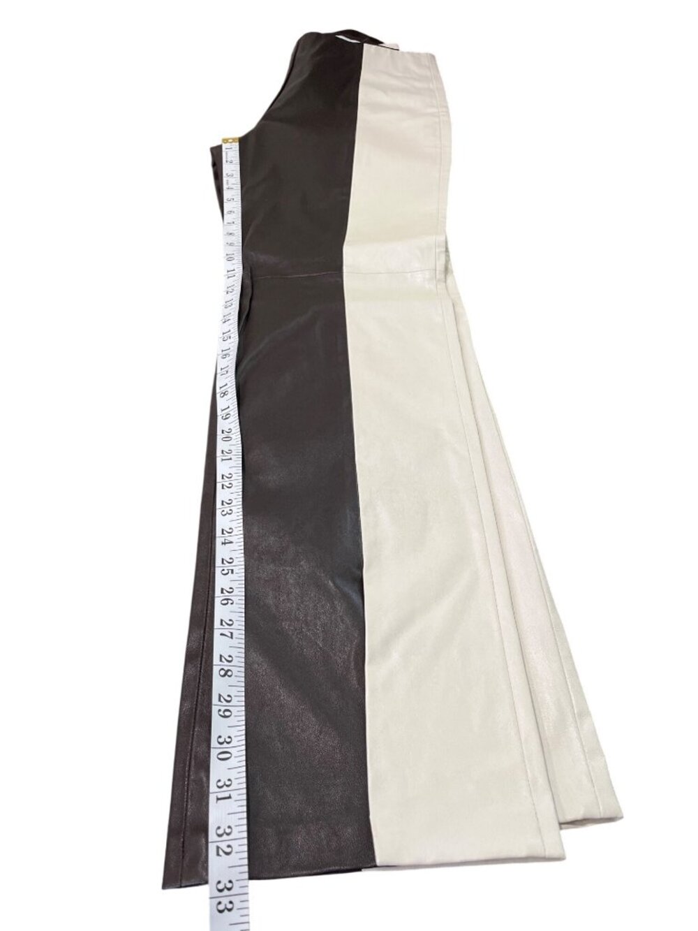 LAcademie Womens Size L The Hanriette Leather Pant Brown Cream Two-Tone - Picture 7 of 10